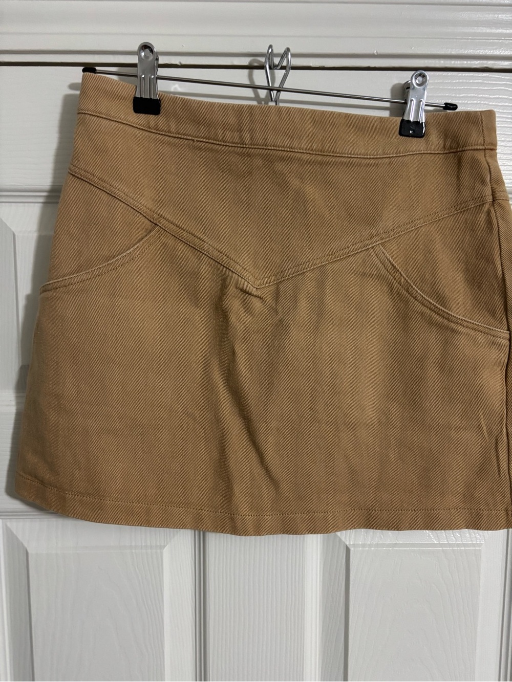 NWT Mittoshop Adeline Clothing Tan Western Yoke Denim Mini Skirt